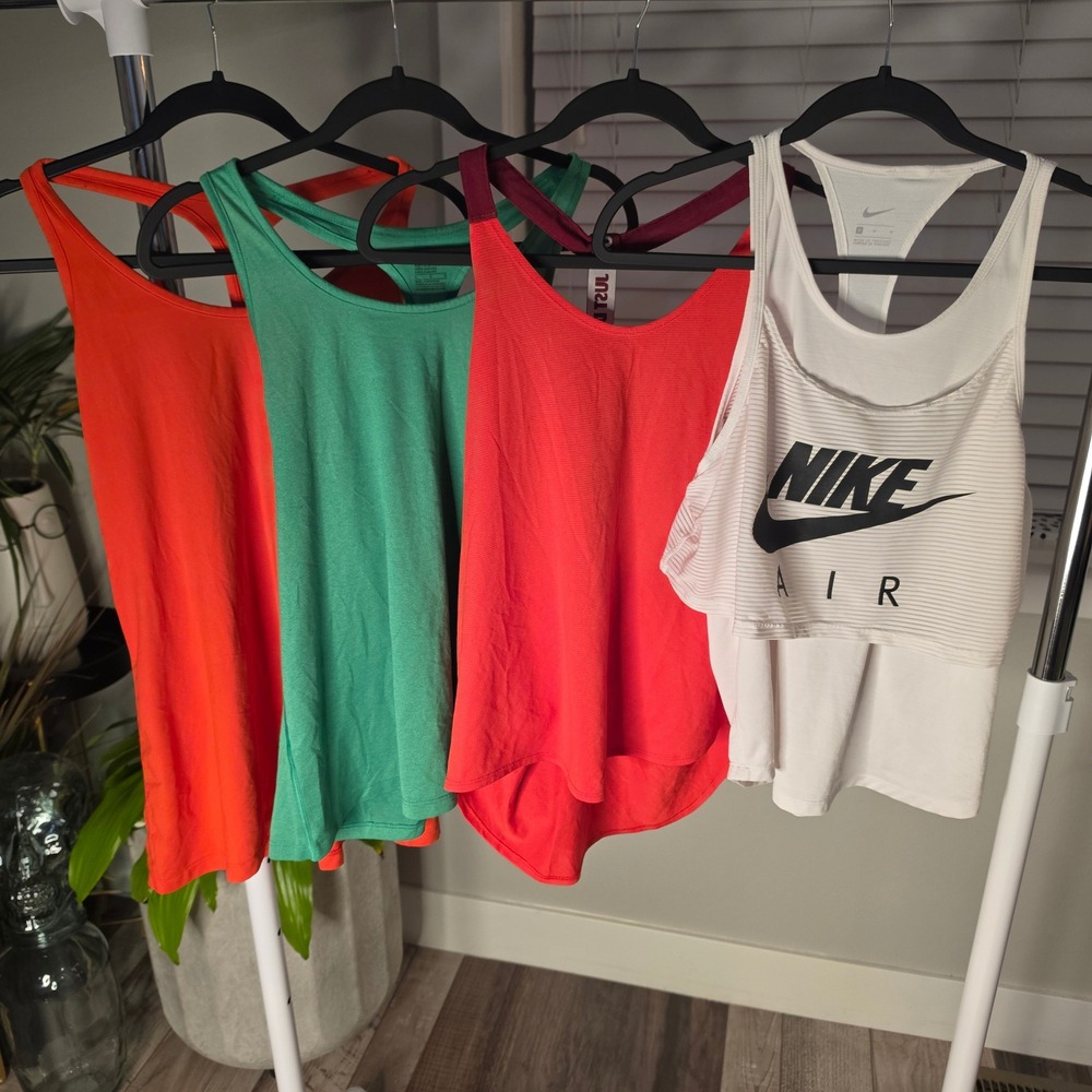 Nike Tank Top Lot Womens L Multi Color Polyester Dri-FIT Racerback Athletic Gym